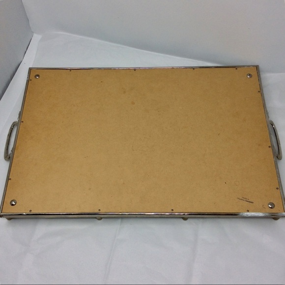 Incredible reverse painted tray with silver trim and handles. - Picture 14 of 14
